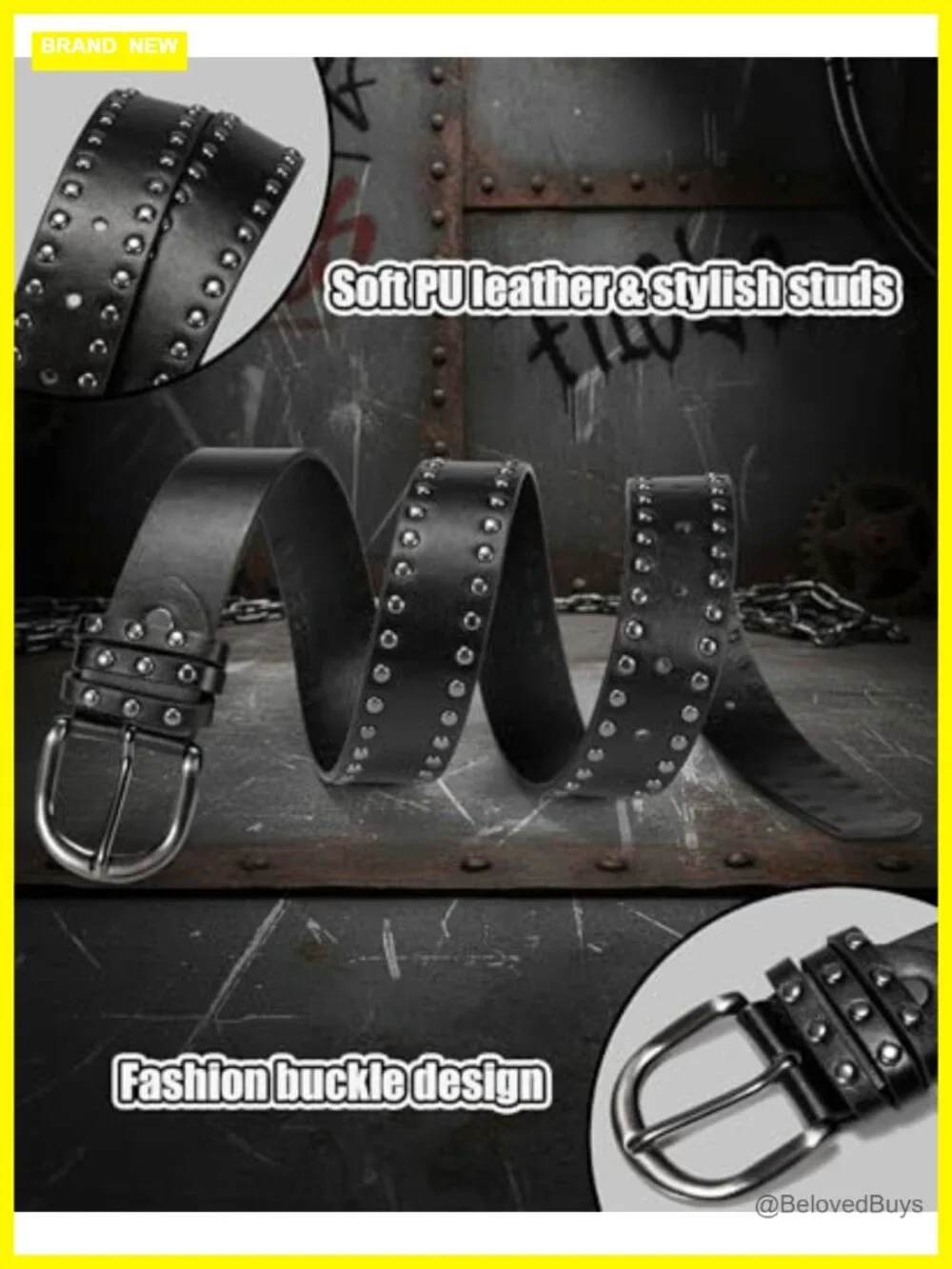 Studded PU Leather Punk Goth Belt for Women Jeans